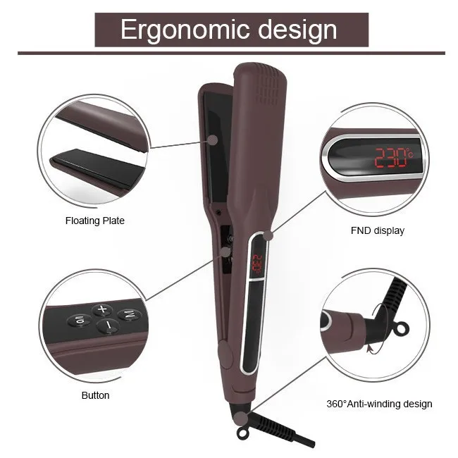 

Прямой рулон с зажимом, шина для выпрямления волос двойного назначения, не повреждает волосы, шина для выпрямления волос с отрицательными ионами, широкая версия