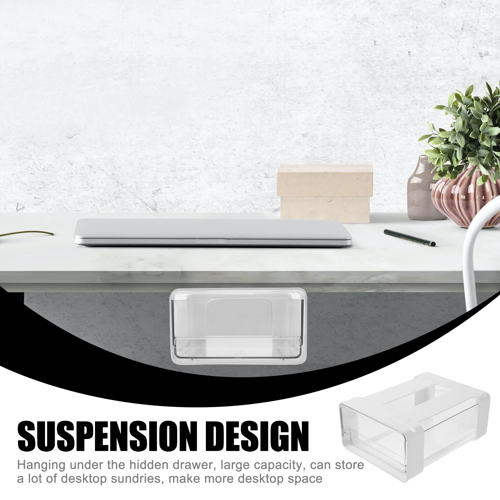 

Storage Drawer Home Desktop Organizer Multi Purpose Invisible Office White Plastic