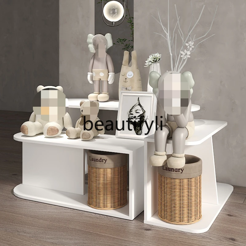 

Nakajima Display Table Product Display Table White Painted Women's Clothing High and Low Table Display Cabinet