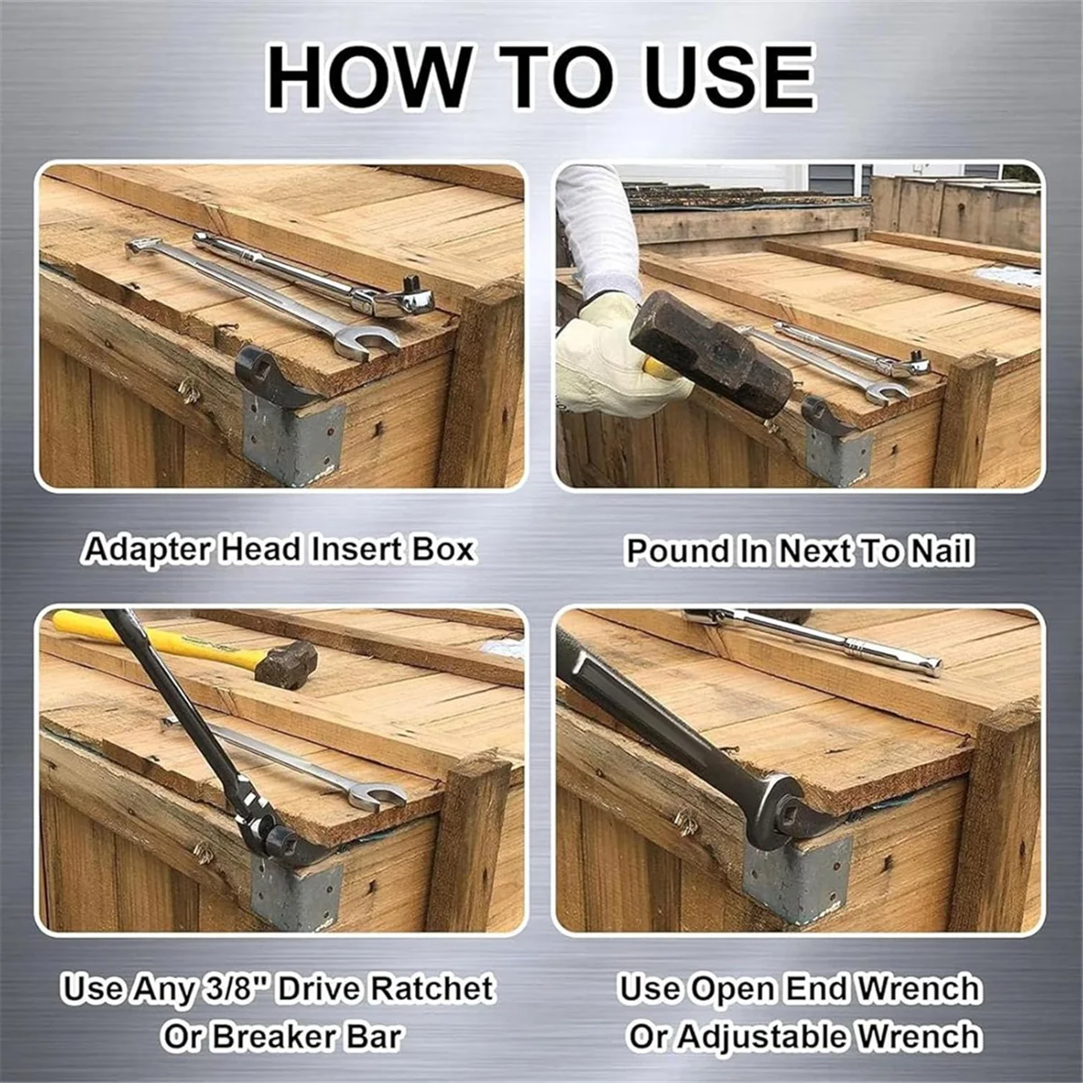 

AA98 Pry Bar Wrench Adaptor, 1/2in Pry Bar Adapter Tool Ox Horn Shaped Compact Pry Bar Drive Shaft for Tight Spaces