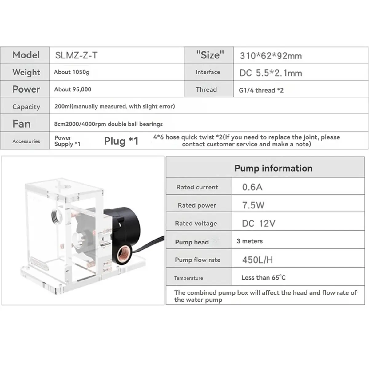 Mini 3D Printer Phone Tablet AIO Water Cooler Cooling Module, 12V Dual Fans 2000 RPM Efficient Heat Dissipation EU PLUG