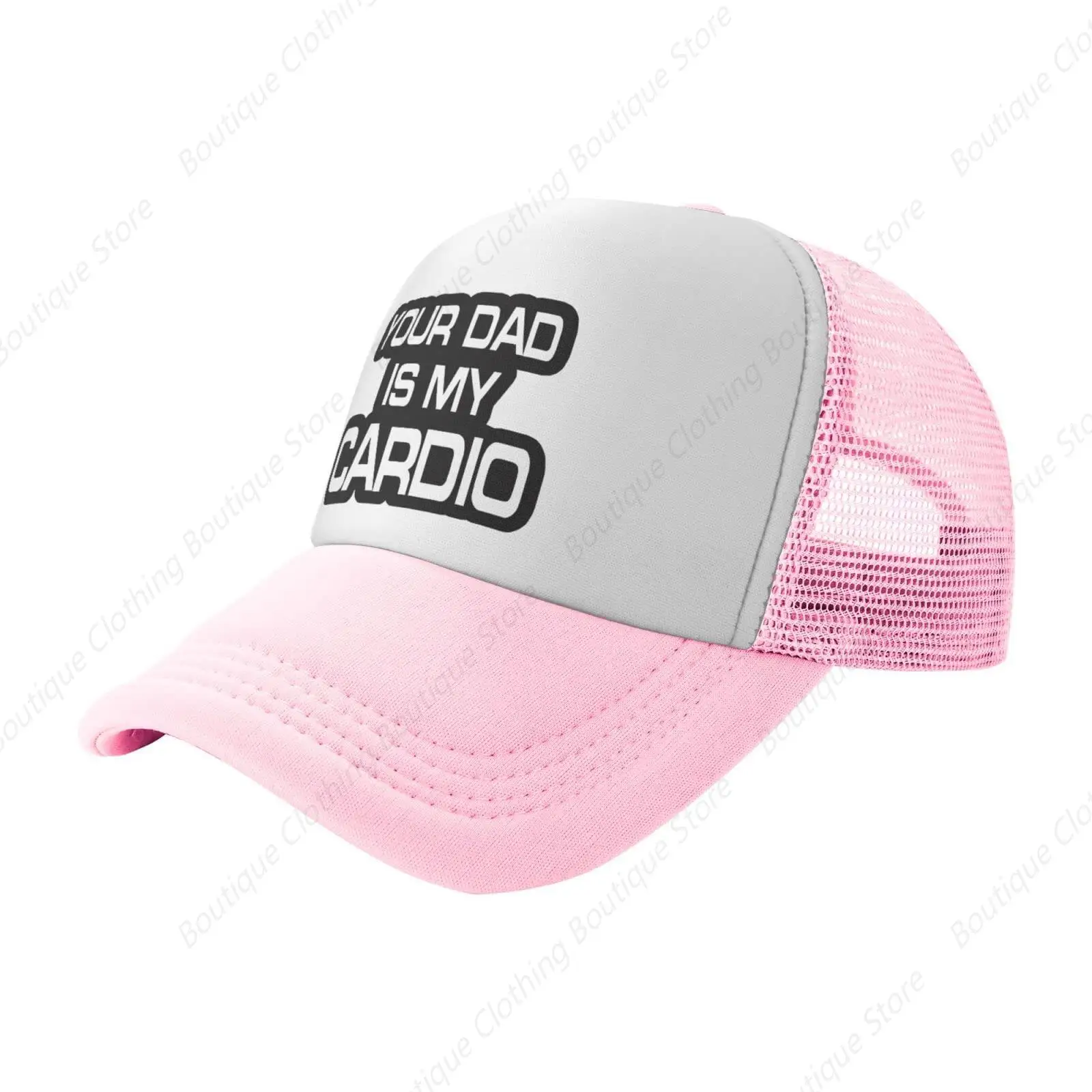 

Your Dad is My Cardio Funny Baseball Cap Trucker Hats Sports Hat Men Women Pink