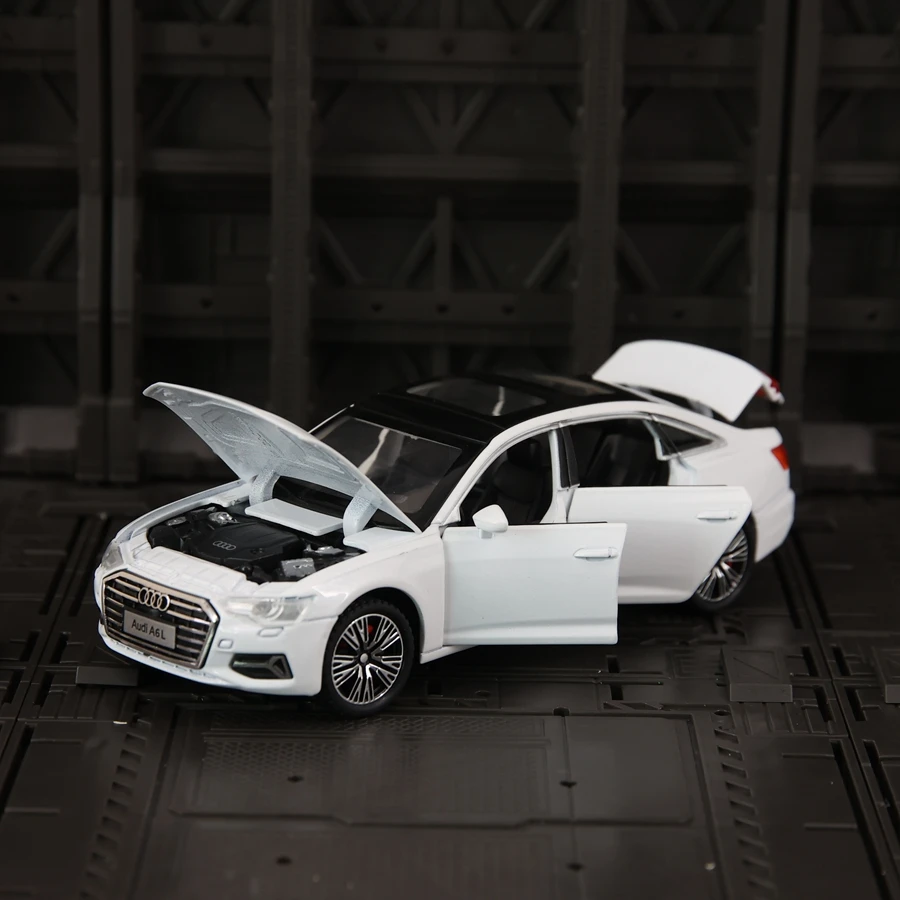 Simulación 1:32, colección de adornos de modelo de coche de aleación Audi A6L, puertas y capó de motor, maletero se puede abrir, mano de obra fina