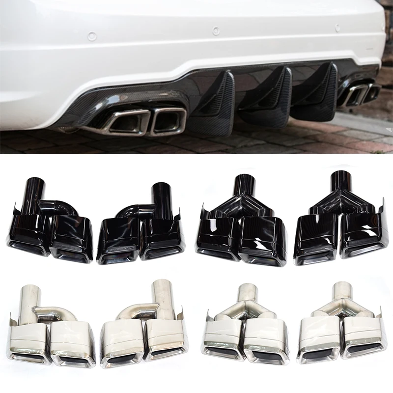 1 пара черных квадратных насадок на выхлопную трубу для Mercedes C-Class W204, E-Class W212, CLS-Class W218 (модификации C63, E63, CLS63)