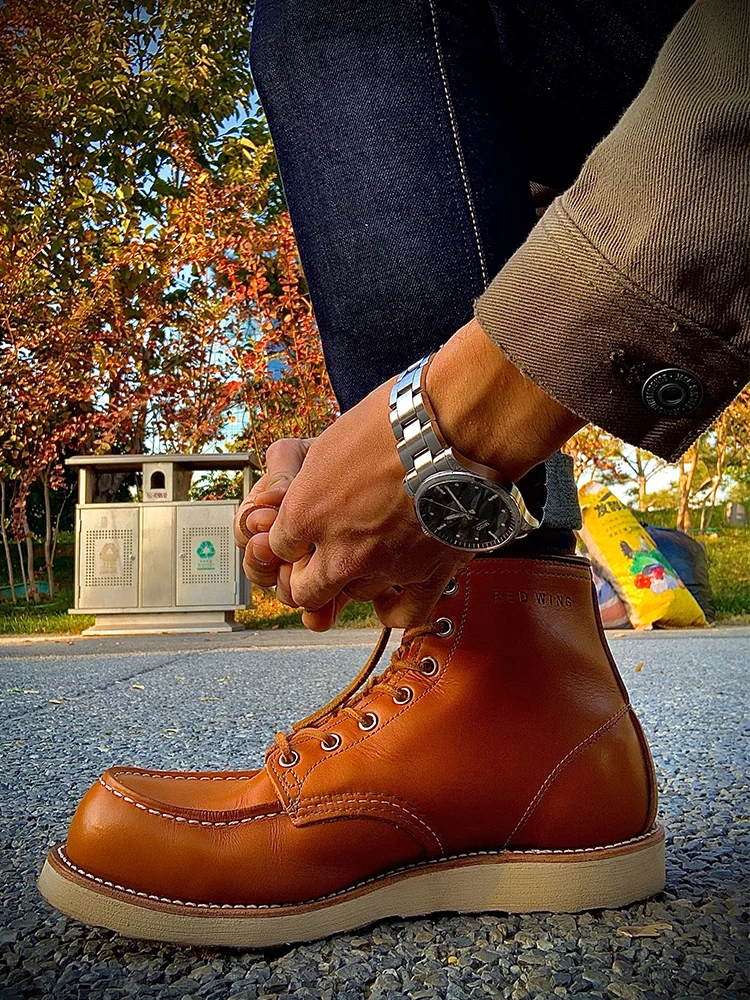 

Американские ботинки ручной работы в стиле ретро, мотоциклетные ботинки из натуральной кожи, уличные повседневные мужские ботинки, дышащие весенне-осенние ботинки