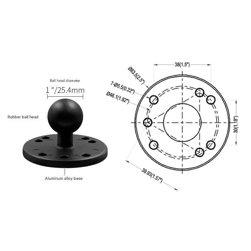 1 Inch 25mm Ball Mount Ram Fixation Bracket Amps Base Adapter for Socket Arm Boat Fish Finder Circular Stand Support Accessories