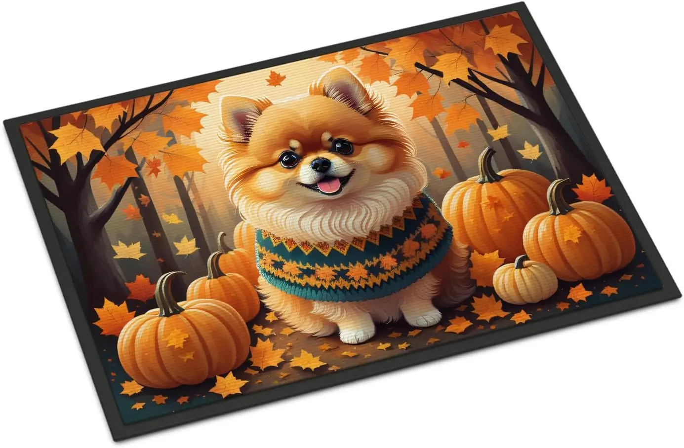 Pomeranian Fall Doormat Washable Entrance Mat Balcony Hallway Laundry Bathroom Carpets Children's Room Bedroom Bedside Foot Mat