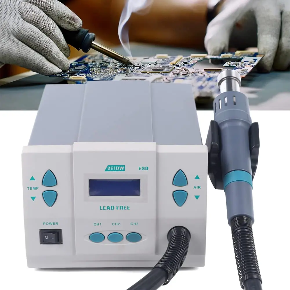 Hot Air Gun Soldering Station 1000W Digital Heat Gun Soldering Rework Station 110V Heat Resistant Hot Air Gun Repair