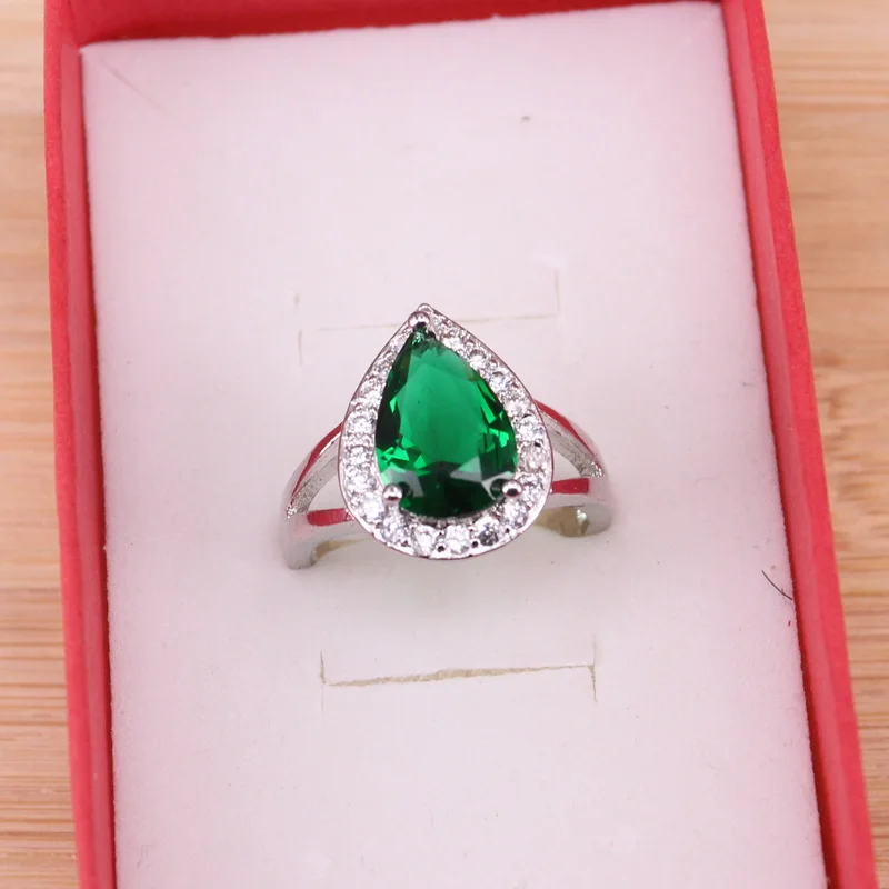 Luxury Green Emerald Silver 925 Rings for Women CZ Crystal Finger Ring Engagement Wedding Jewelry Hot Sale Valentine\'s Day Gift