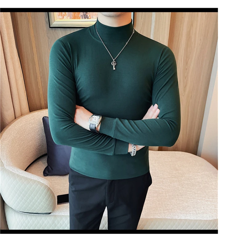 2026 Herren Thermounterwäsche Rollkragen-Hemd mit Revers, dünnes Modal-Herbst- und Winter-Langarm-Unterhemd, einlagiges Slim-Fit-Oberteil – Detail 7