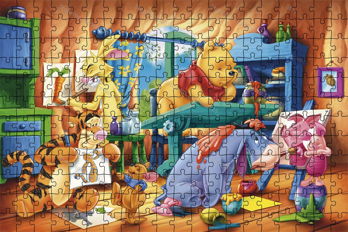 300 500 1000 Pieces Disney Cartoon Winnie The Pooh Puzzle Educational Toys Creative Birthday Gift Kids Adult Collection Hobby