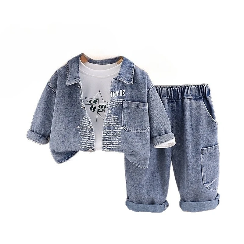

New Spring Autumn Baby Girls Clothes Set Children Boys Jacket T-Shirt Pants 3Pcs/Sets Infant Letter Costume Kids Tracksuits