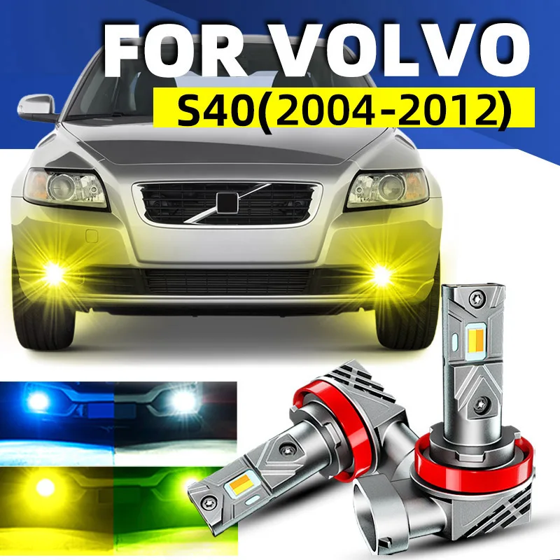 2pcs Car LED Front Fog Lights Bulbs Dual Colors Switchback White Yellow For Volvo S40 544 Saloon 2004 2006 2008 2010 2019 2021