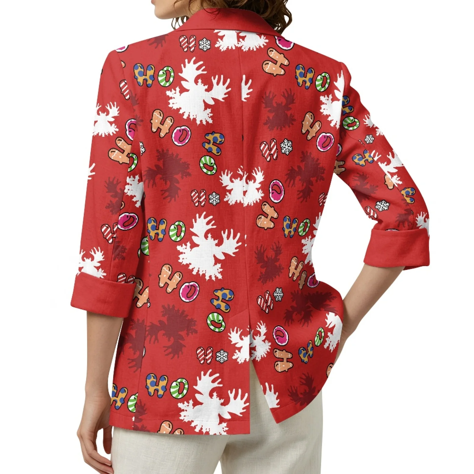 PENSTROLL Christmas Ho Ho Linen Style Beach Cover Ups for Home Lightweight Fall Outwear Tops Open Front Tops