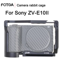 FOTGA For Sony ZV-E10 II Cage with Wooden Handle Quick Release Cage Kit For Sony ZV-E10II With Quick Release Plate Handgrip Trip