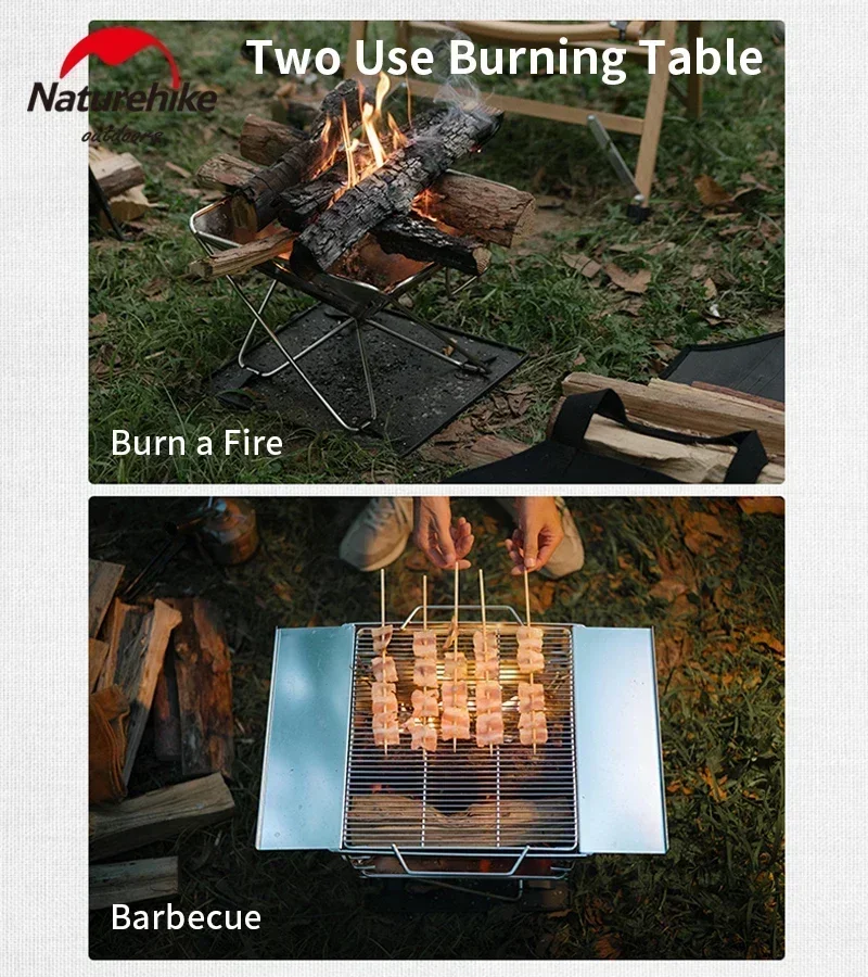 Naturehike Folidng Picnic BBQ Rack Portable Match Stove Winter Heating Burning Platform Adjustable Height Burner Grill Gift Bag