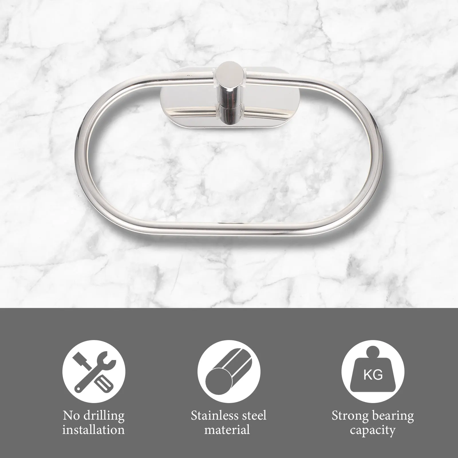 

Stainless Steel Towel Ring Holder Wall Mounted Bathroom Kitchen Rack Scratch Resistant Home Supply Storage Solution