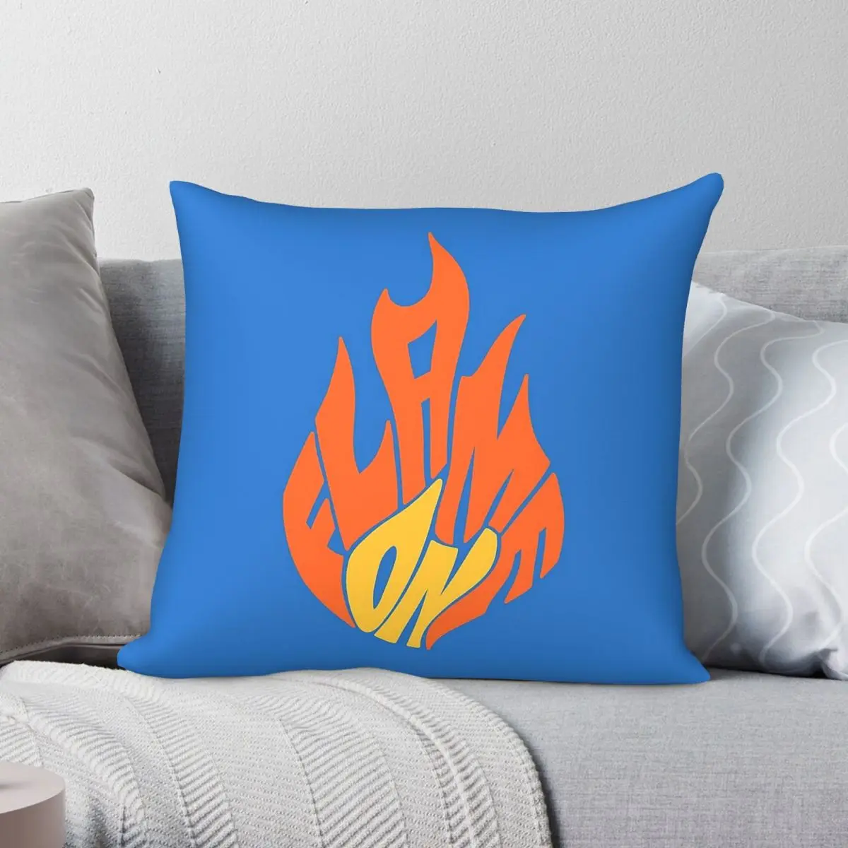 Human Torch Flame On Square Pillowcase Polyester Linen Velvet Pattern Zip Decorative Pillow Case Home Cushion Cover