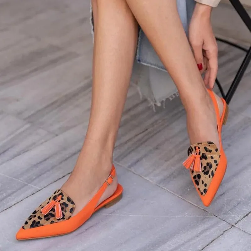 New Summer Color Block Women\'s Shoes 40-43 Large Pointed Tassel Low Heel Back Air Sandals High Heels Womens Shoes