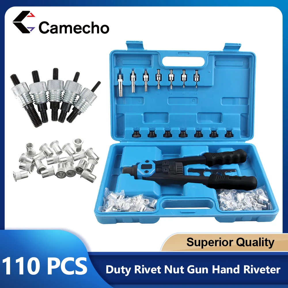 Rivet110pcs Pinze per rivetti Set Set di strumenti per rivettatura professionale M3 M4 M5 M6 M8 M10 M12 Rivettatrice manuale Pinze per rivetti filetti Macchina