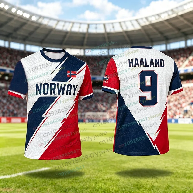 Sonderedition Haaland Norwegen Flagge Fußballtrikot Personalisiertes Fußball-Fan-Geschenkshirt Trainingsuniform Eltern-Kind-T-Shirt Oberteile