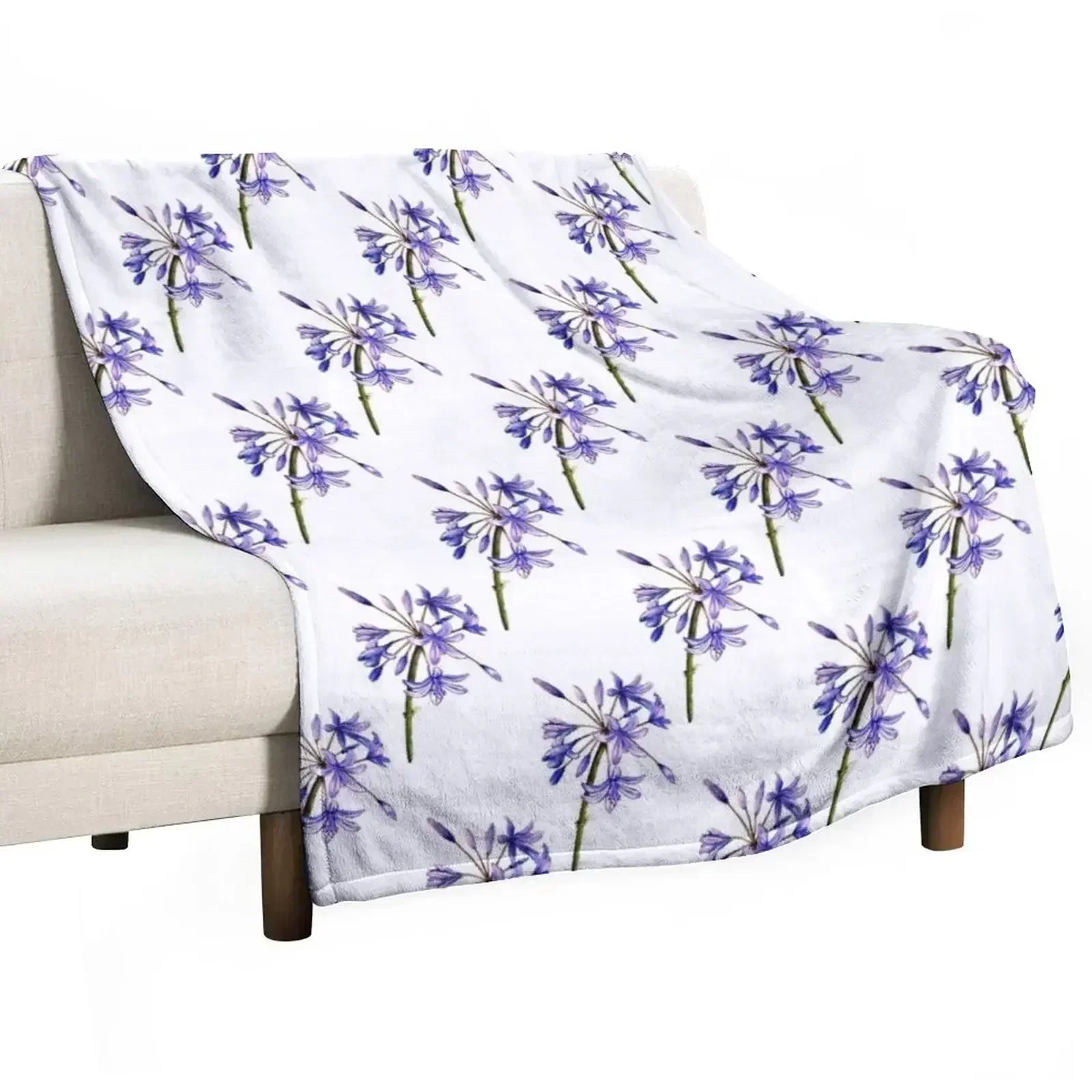 Agapanthus - Flowers Throw Blanket Extra Large Throw Hairy Decoratives Blankets