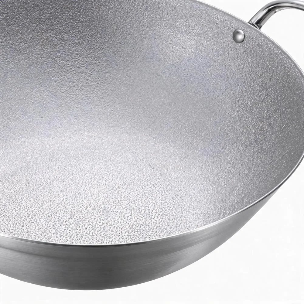 Stainless Steel Wok Pan 24cm to 34cm Five Sizes 304 Uncoated Material with Polished for Food Release and Clean