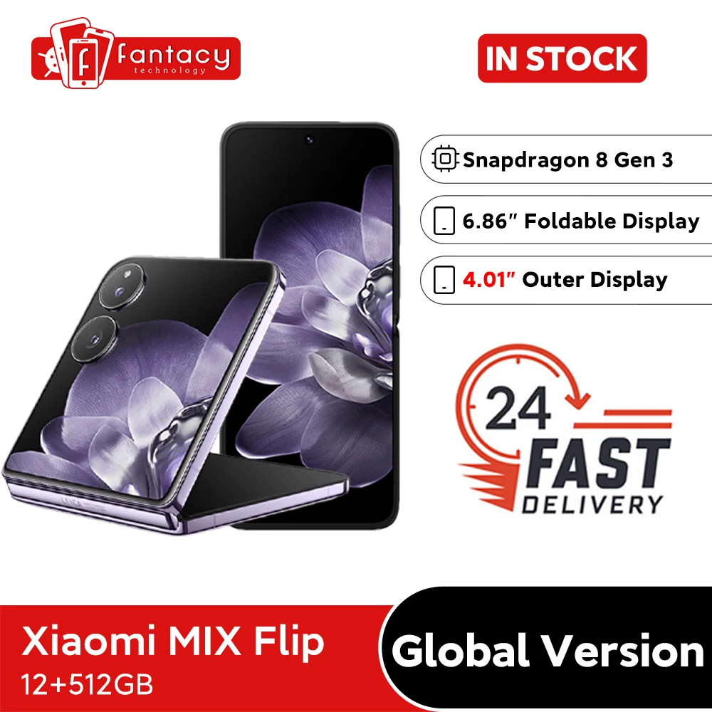 كاميرا World Premiere Xiaomi MIX Flip Global الإصدار قابلة للطي مقاس 6.86 بوصة 4.01 بوصة شاشة 12 جيجابايت 512 جيجابايت Snapdragon 8 Gen 3 50 ميجابكسل Leica Mi