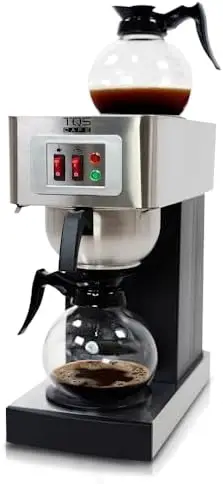 

Коммерческая кофеварка TQS Cafe на 12 чашек – двухсекционная кофеварка из нержавеющей стали для офисов и ресторанов