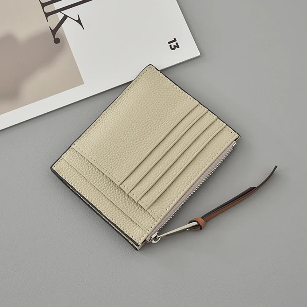 Genuine Leather Card Wallet Portable Credit Card Holder Brand Luxury Custom Letter Fashion Coin Purse Mini Money Bag Cardholder