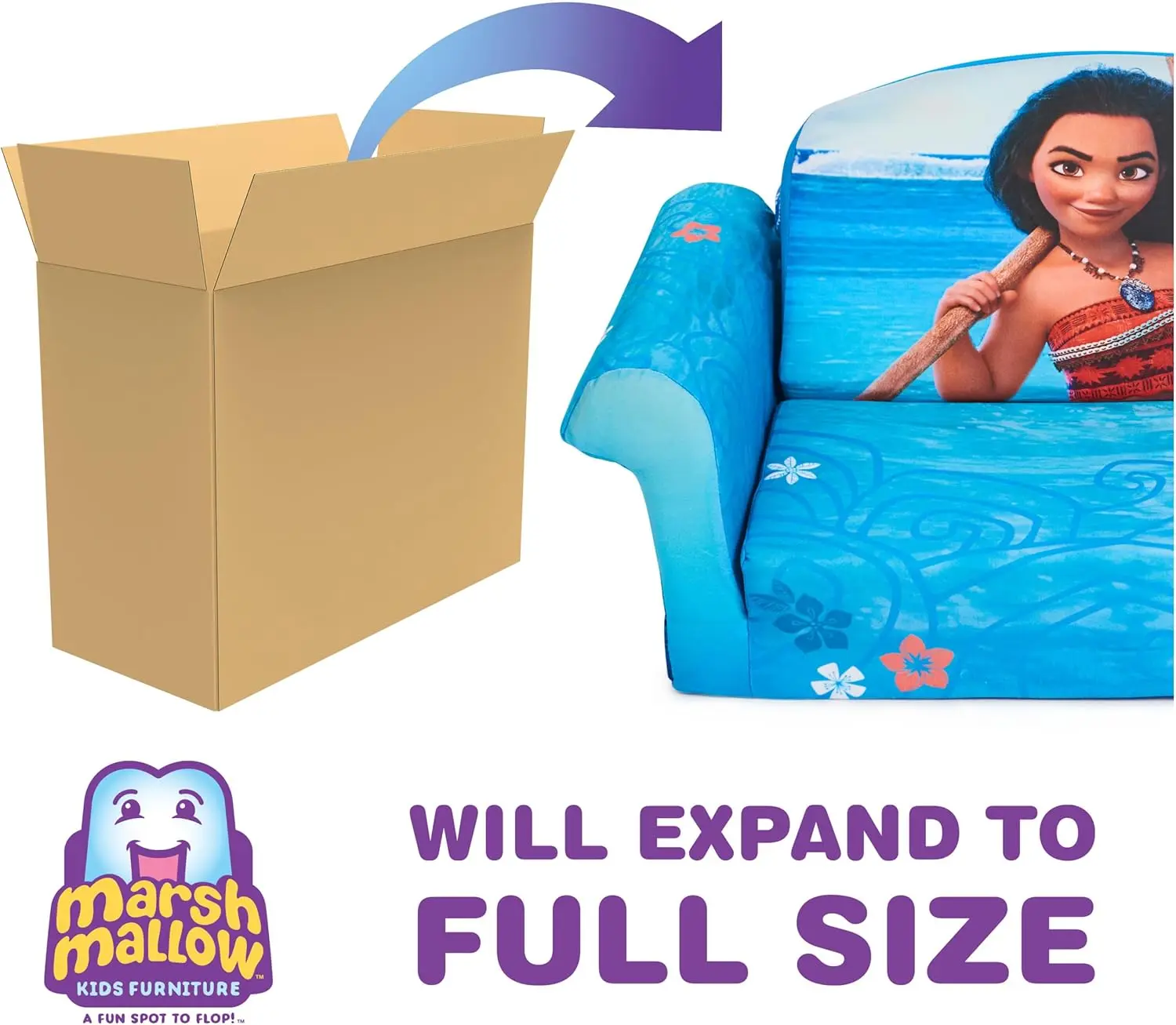 Furniture, Children's 2-in-1 Flip Open Foam Compressed Sofa, Moana