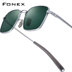 FONEX Titanium Sunglasses Men Famous Brand Design Retro Vintage Square High-end Quality Japanese Ultralight Sun Glasses DRX-8827