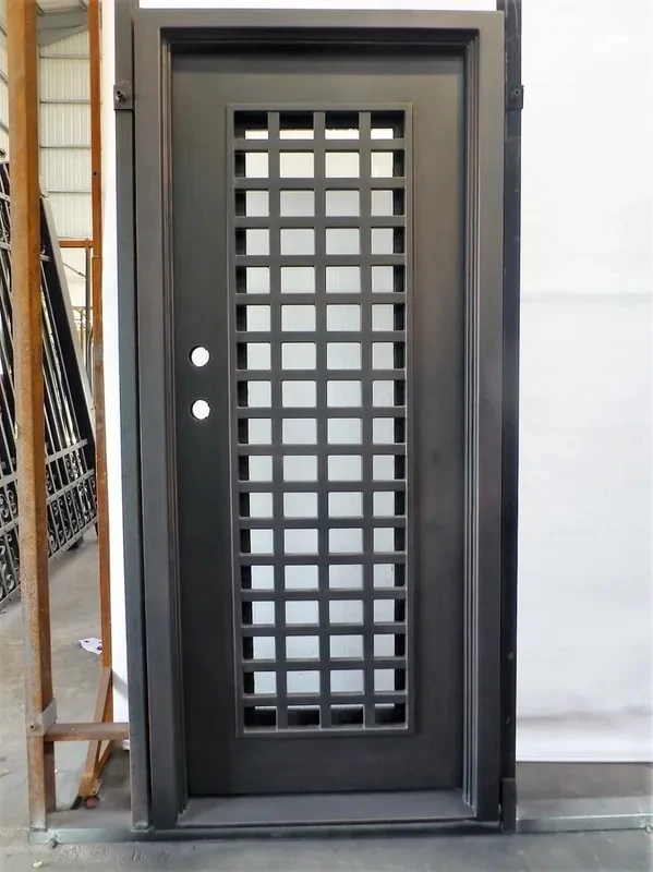 Pre-Hung Square Top Iron Single Door Design Exterior Front Doors Wrought Iron Door For Home