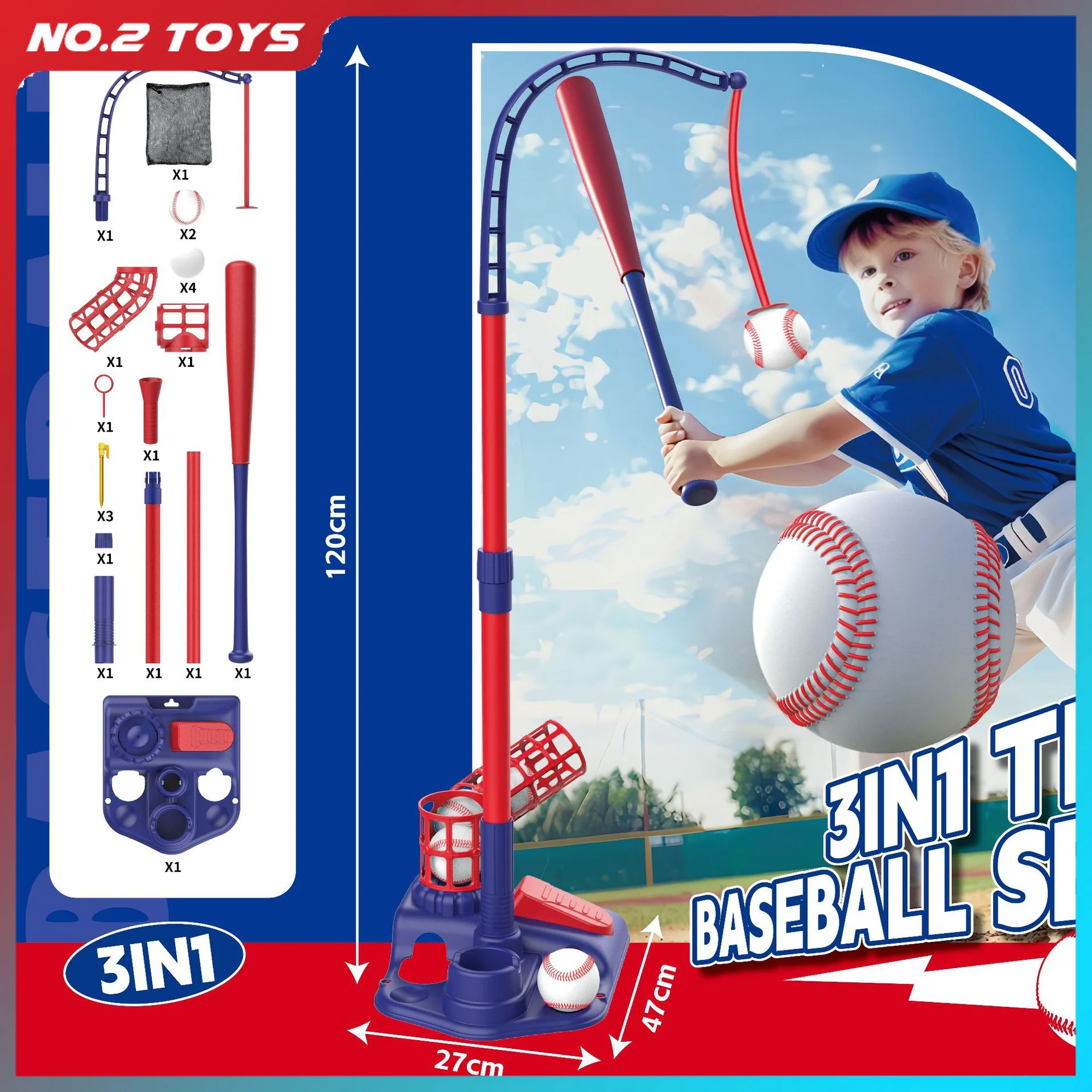 3 في 1 أطفال البيسبول المنجنيق مجموعة ألعاب معلقة الكرة الوقوف قاذفة السيارات في الهواء الطلق لعبة رياضية للأطفال البيسبول ألعاب التدريب