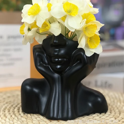 수지 꽃병 골드 화이트 블랙 인체 쉐이핑 아트 꽃 재배자 개인화되고 창조적 인 가정 장식 수공예품 장식품
