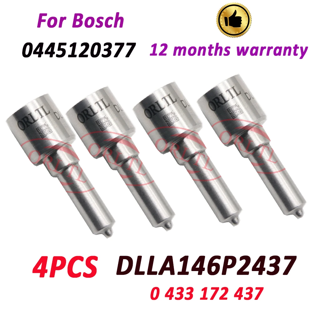 

ORLTL 4PCS Injector Nozzle DLLA146P2437 Original Diesel Parts Sprayer 0433172437 Assy DLLA 146 P 2437 For Bosch 0445120377