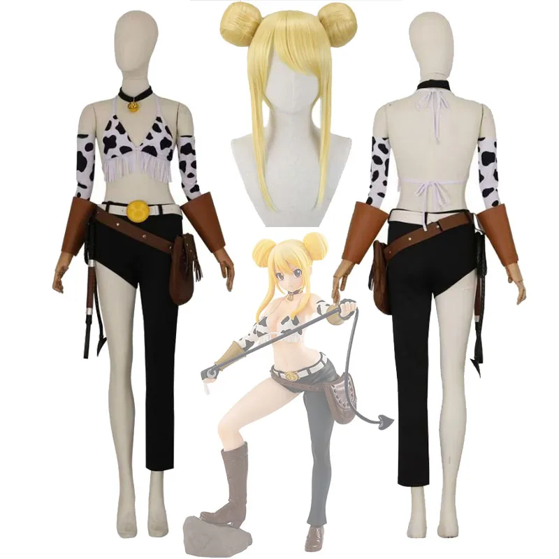 Disfraz de Cosplay de Anime de Lucy Heartfilia, Traje de Fairy Tail de Lucy en Forma de Tauro, Pelucas de Cosplay, Disfraz de Halloween, Tallas XS-XXL