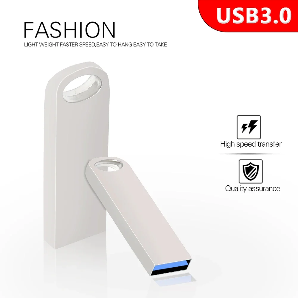 Flash Drive USB 3.0 128gb, Flash Drive perak logam tahan air 64gb 32GB 16GB, memori Stik USB penyimpanan untuk PC