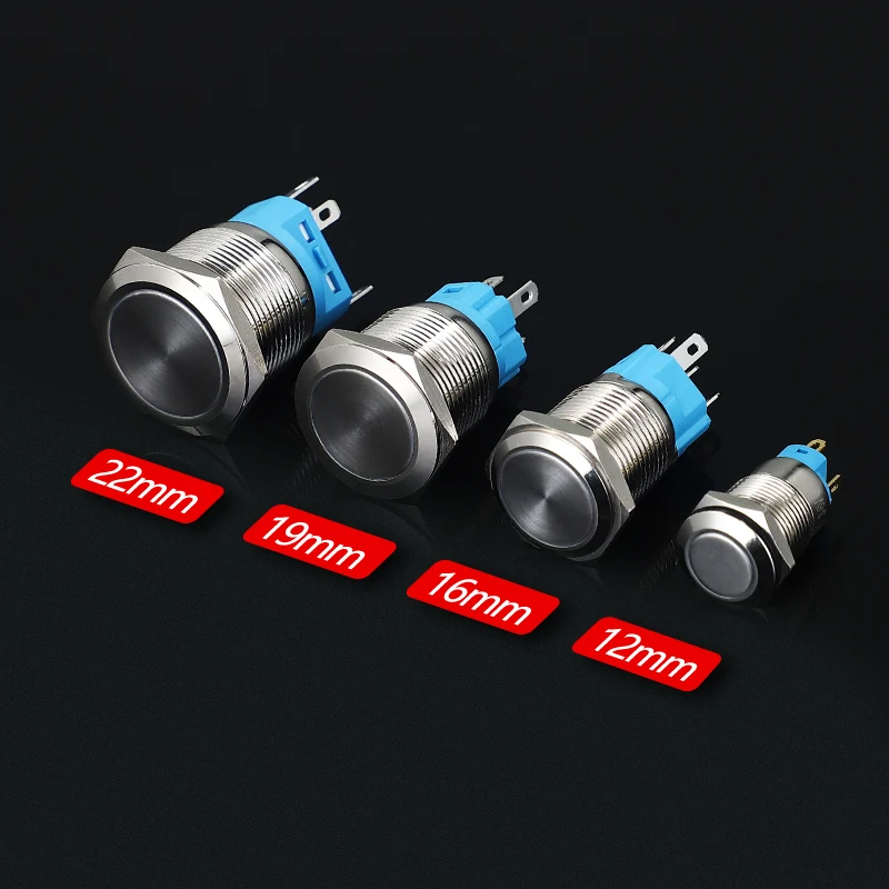 ABILKEEN 12/16/19/22MM Push Button Switch 1NO1NC Metal Push Button Momentary/Latching 3~220V Non-Light with 3Pin Terminal