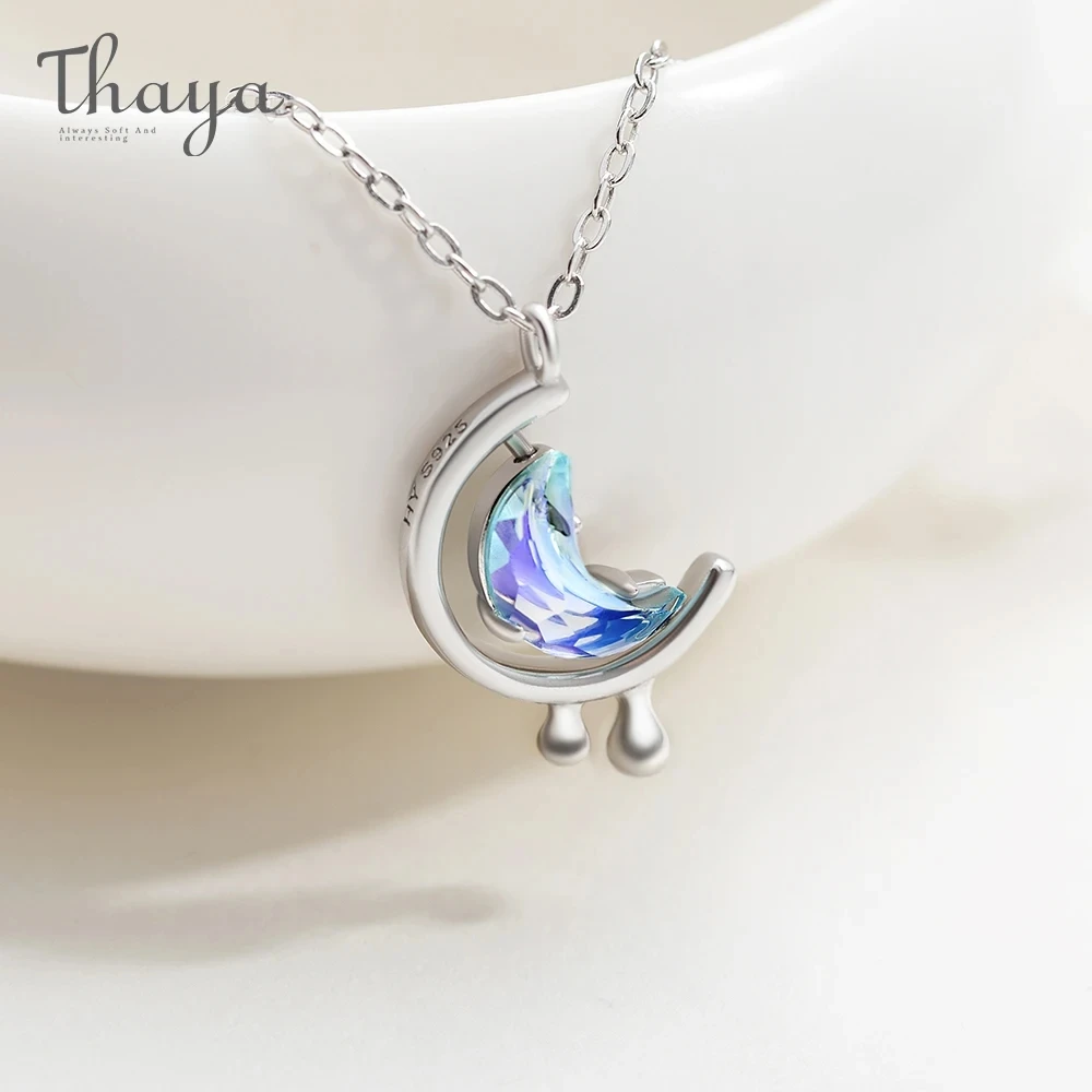 

Thaya S925 Silver Moon Women Necklace Blue Crystal Bohemia Women Choker Elegant Necklace for Women Fashion Fine Jewelry Gift