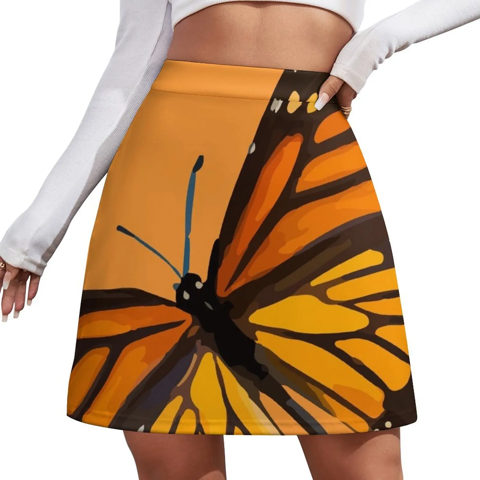 Monarch Butterfly - Burnt Orange Mini Skirt luxury women skirts summer outfits for women 2025