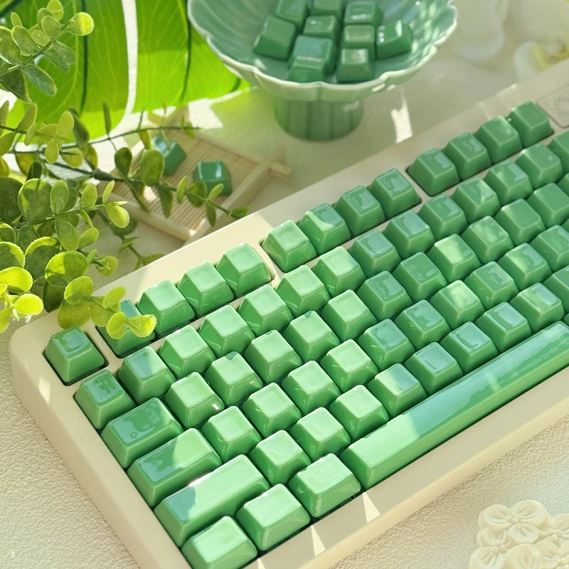 Green Ceramic Keycap Set Full Set 114 Keys Cherry Profile Keycaps for Mechanical Keyboard Magnetic Axis Custom Key Caps PC Gift