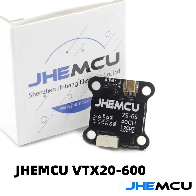 JHEMCU VTX20-600 5.8G 40CH PitMode 5V/1A 25mW 100mW 200mW 400mW 600mW Adjustable VTX 7-26V 20X20mm for RC FPV Racing Drone