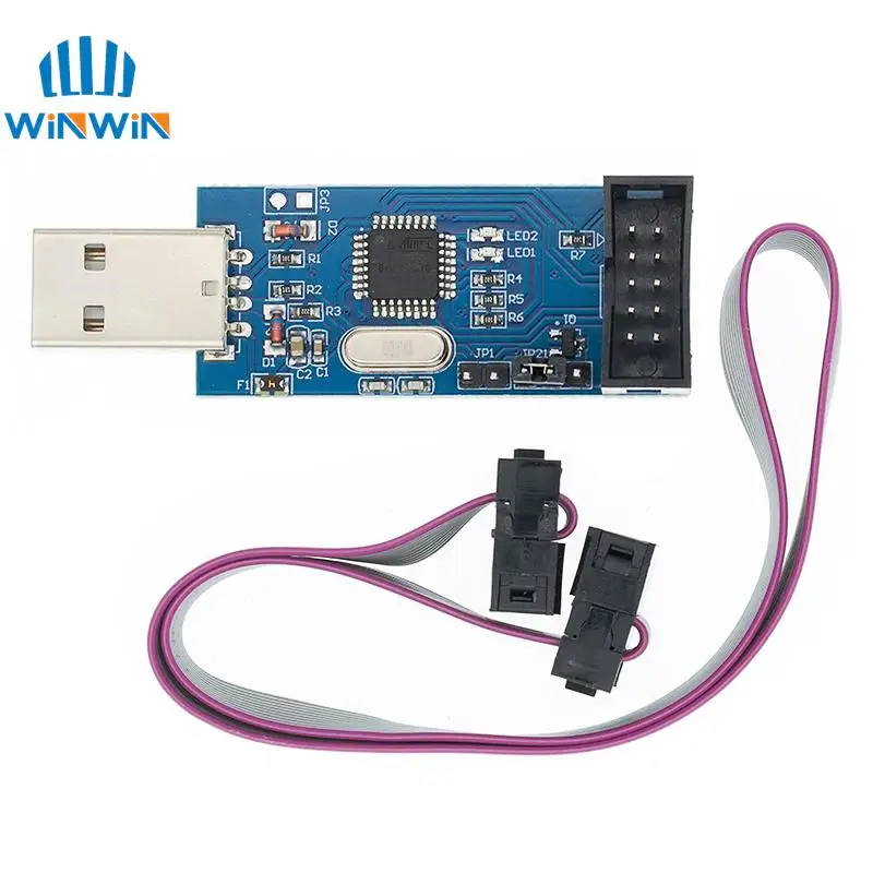 1pcs New USBASP USBISP AVR Programmer USB ISP USB ASP ATMEGA8 ATMEGA128 Support Win7 64K 10Pin To 6 Pin Adapter Board