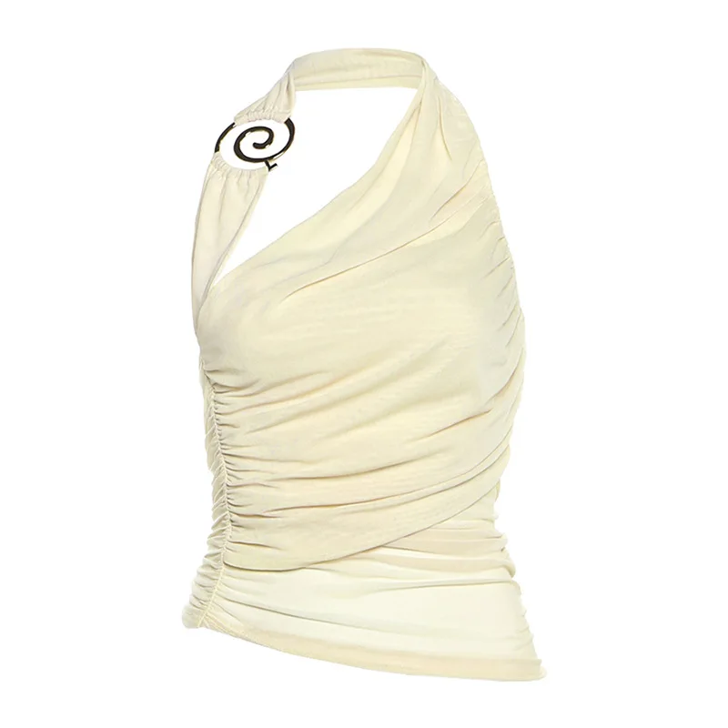 2025 Europe, America and summer cross-border new sexy neck slim personality halter thin versatile casual top women's clothing