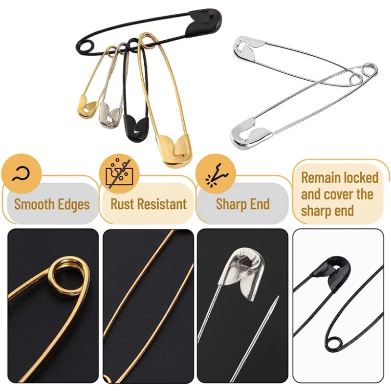 10-100p 22/28/38/45/54mm Silver Golden Safety Pins DIY Sewing Tools Accessory Iron Needles Safety Pin Brooch Apparel Accessories