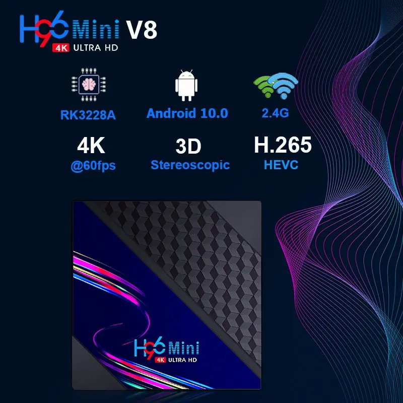 2021 H96 MINI V8 Smart Android TV Box Android 10.0 1G/2G 8G/16G 4K 2.4G WIFI Google Player Set Top Box supporto per IP TV