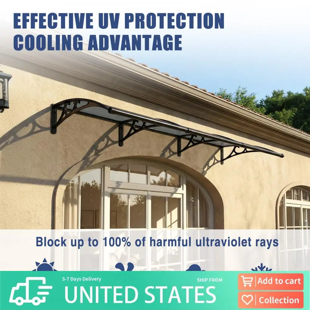 

Awning for Door Entrance with Aluminum Alloy Bracket Window Canopy Exterior Long Service Life for Rain Snow Sunlight Protection