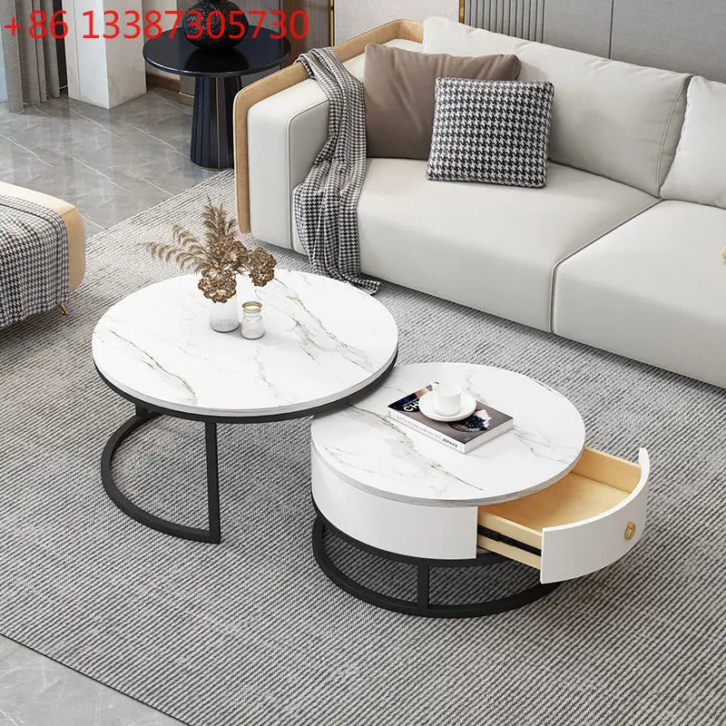 

Кофейный столик из каменной плиты для небольшой квартиры, итальянский, в стиле легкой роскоши, комбинированный, круглый, для дома