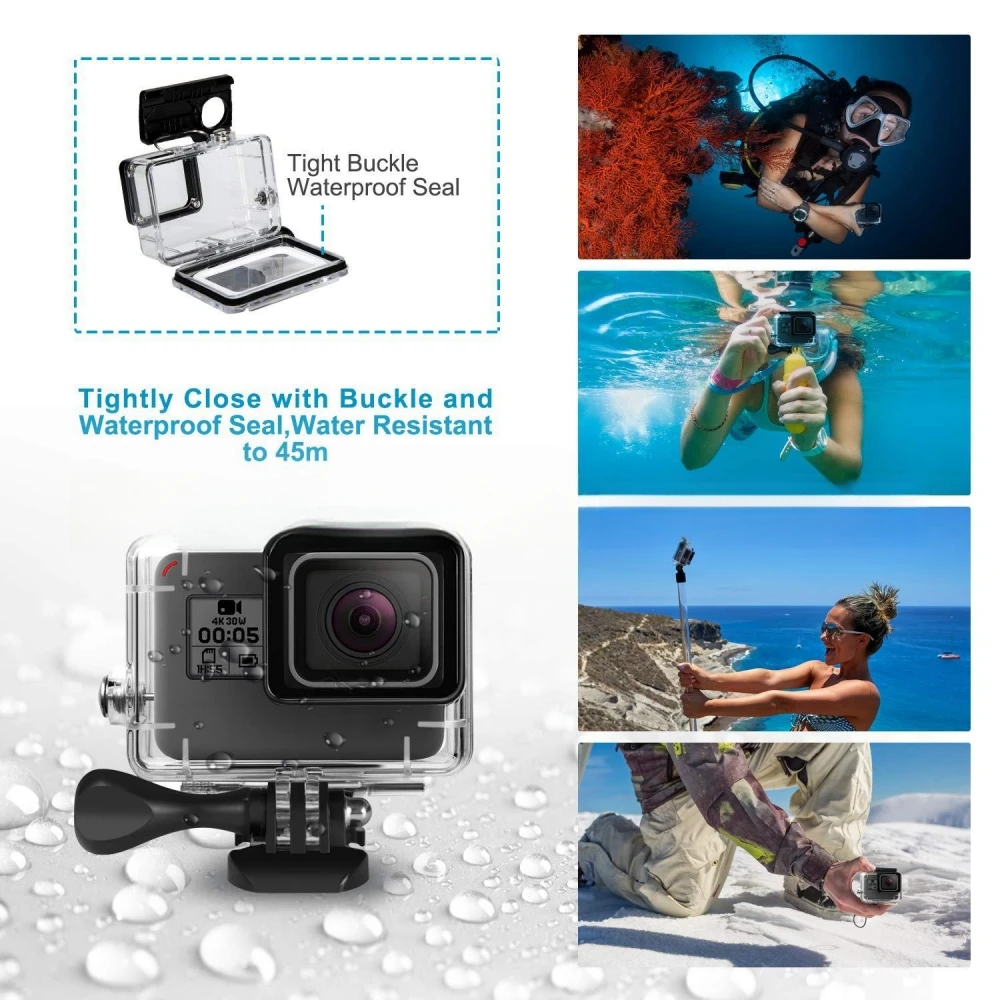 GoPro Hero 5 6 7 Black Waterproof Housing Case Underwater Driving For Go Pro 5 6 Protective Dive Cover Action Camera Accessories